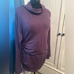 Purple ruched sweater dress